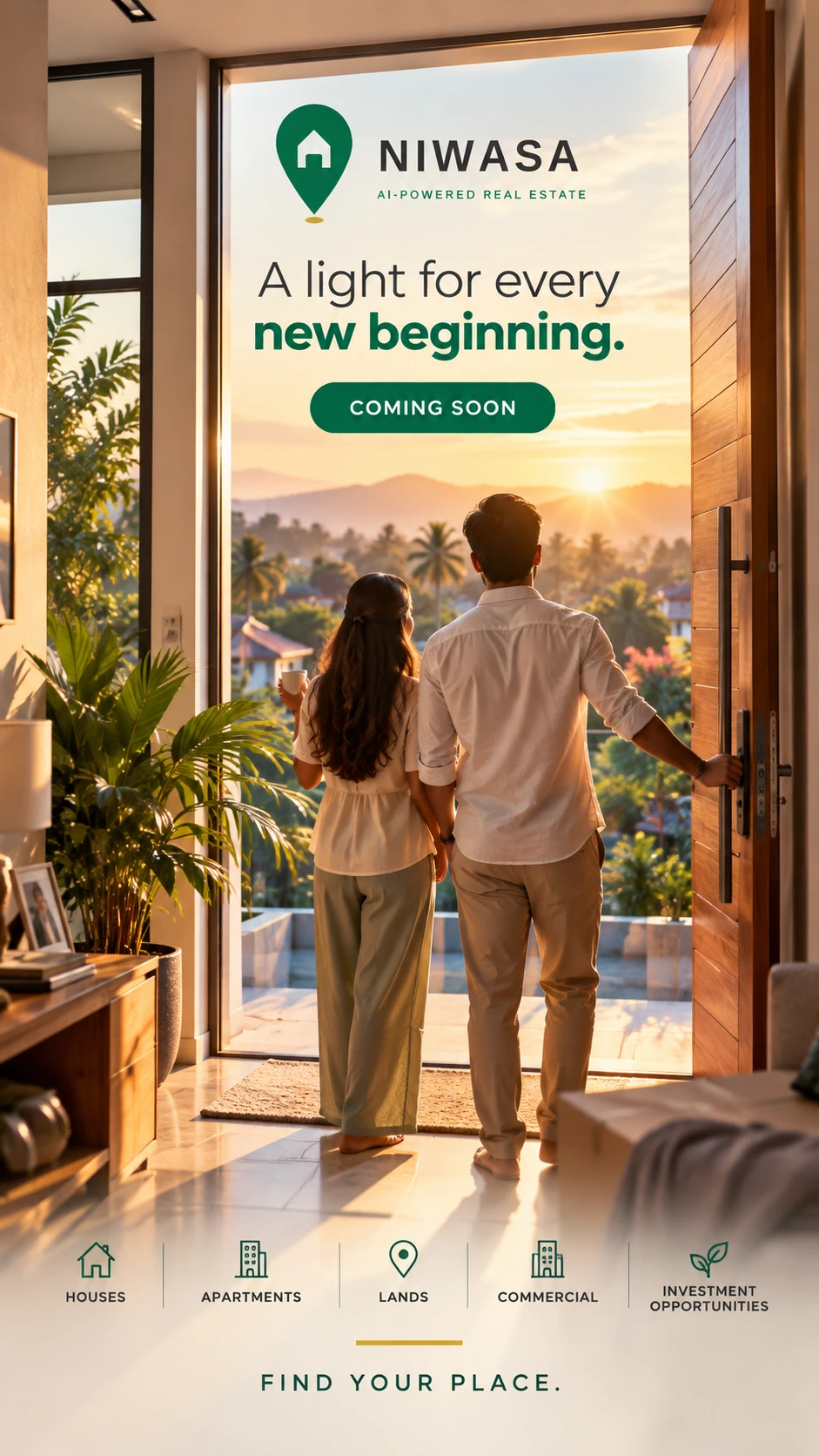 NIWASA coming soon – AI-powered real estate platform for houses, apartments, lands, commercial properties and investment opportunities in Sri Lanka